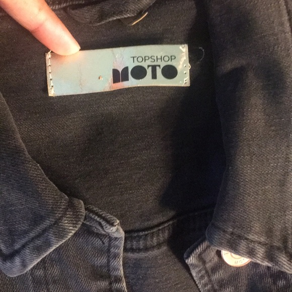 Topshop Moto Black Embroidered Denim Jacket - Picture 6 of 10